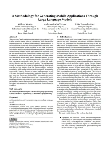 A Methodology for Generating Mobile Applications Through Large Language Models