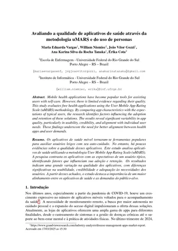 Avaliando a qualidade de aplicativos de saúde através da metodologia uMARS e do uso de personas